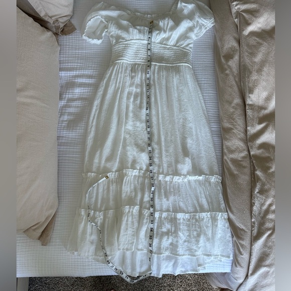 Speed Limit Flowy Boho Fairycore Cottagecore White Tie-Back Maxi Dress, Large - Picture 8 of 11